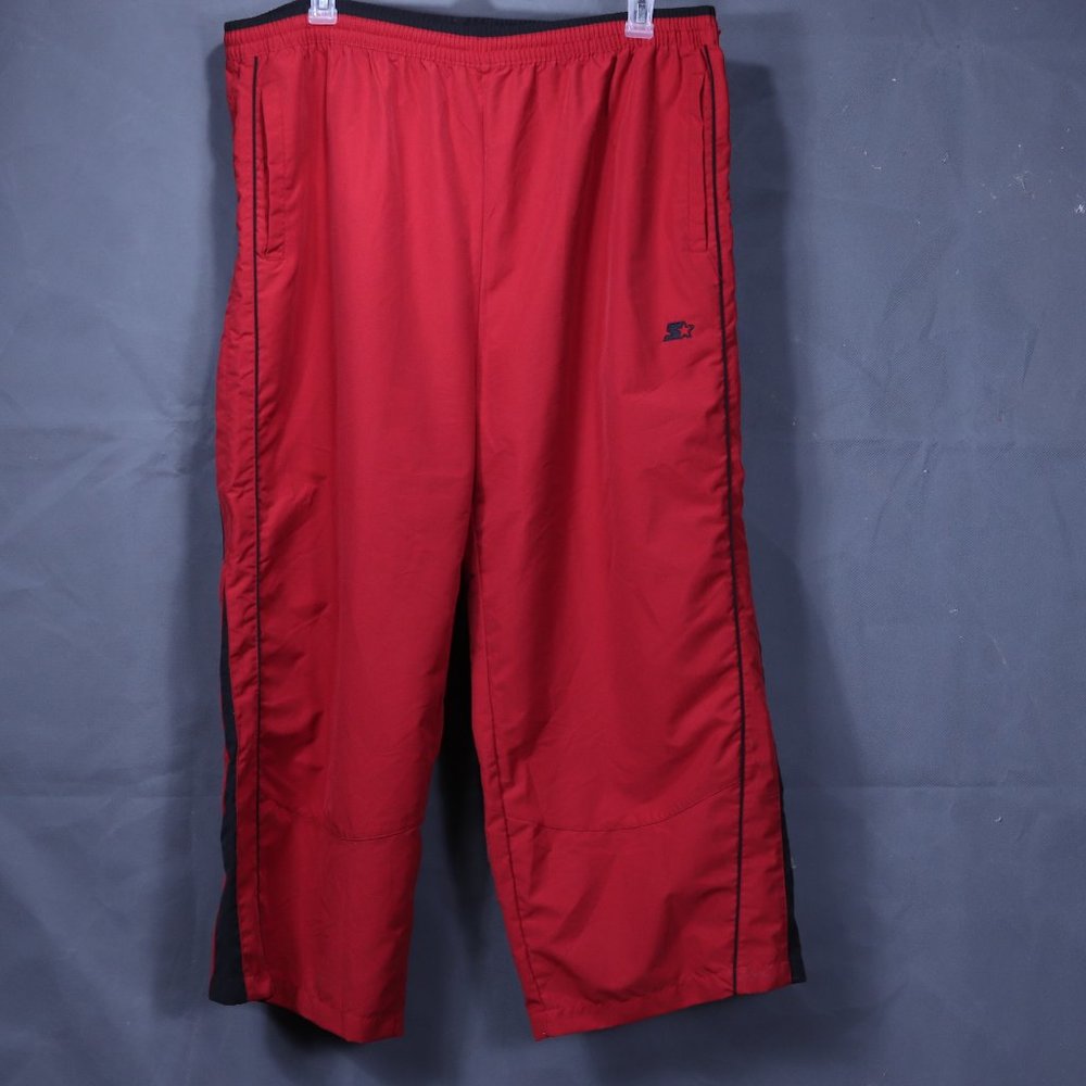 Starter 100% Polyester Red Black Track Pants 38x25 or size XL EX